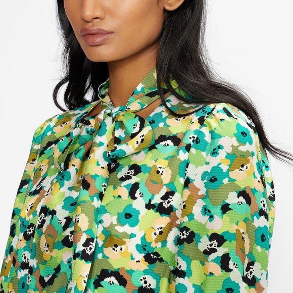 NWT Ted Baker IIva Full Skirted Mini Dress Bright Green Floral Size 3 US 8/10 - Picture 11 of 11